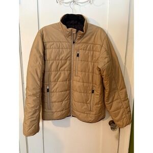Lands' End Primaloft Quilted Puffer‎ Jacket Beige Tan Medium